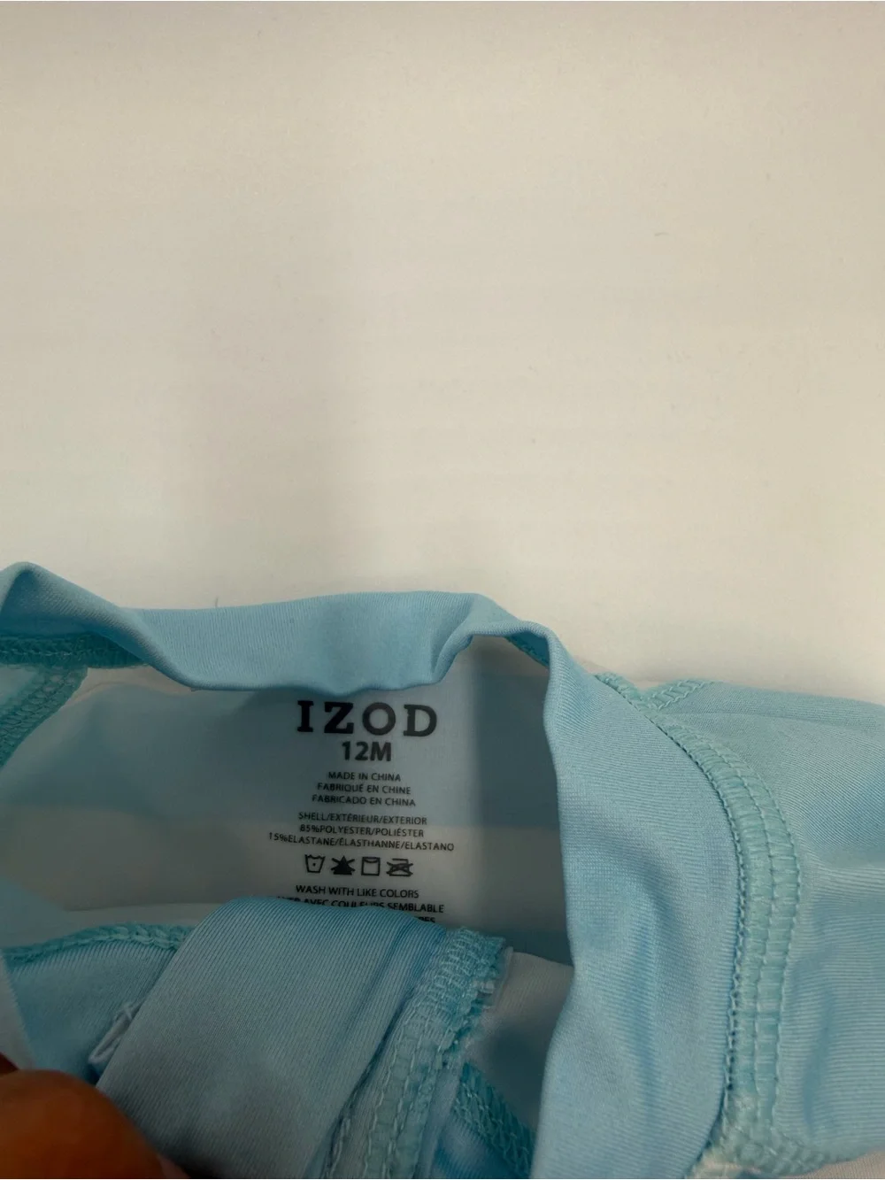 Izod Light Blue and White Rash Guard One-Piece with Hat and Water Shoes 12M